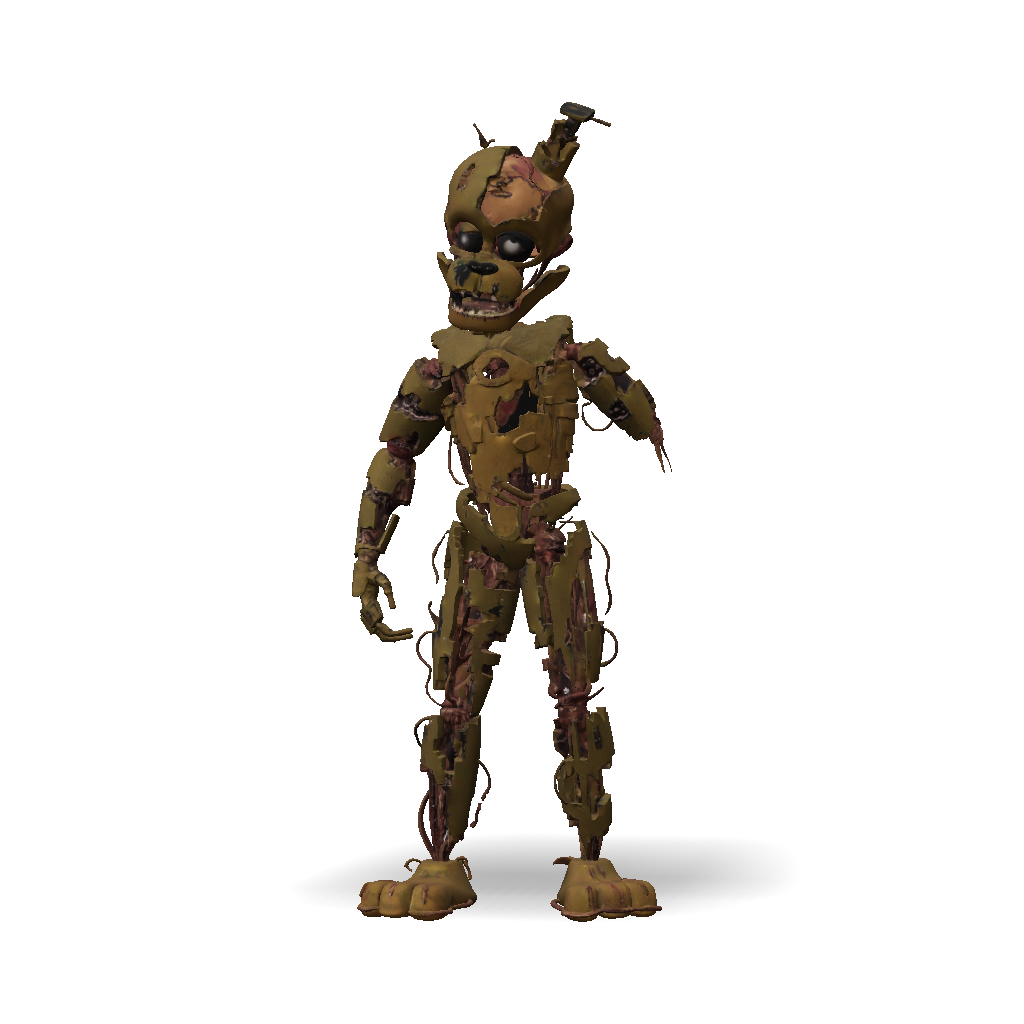 3D Model: torn animatronic character with damaged beige suit exposed ...
