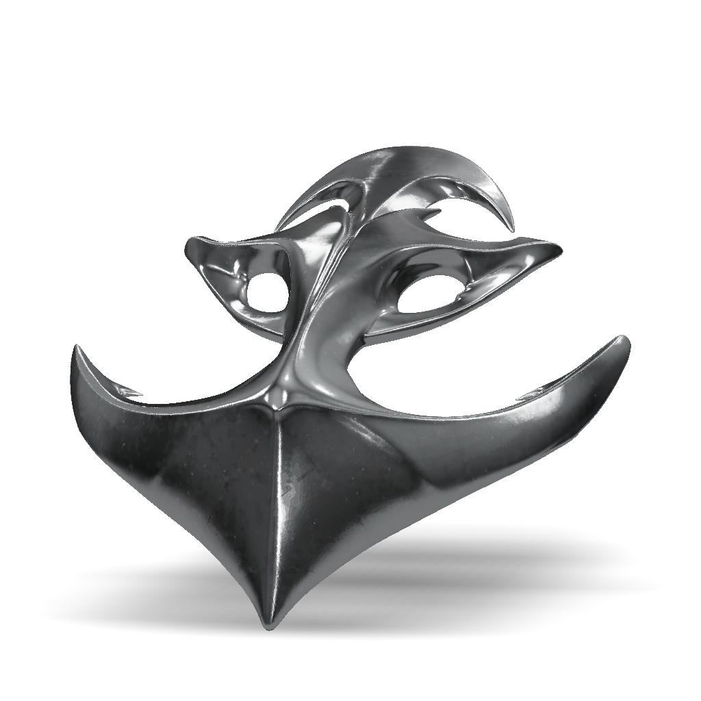 3D Model: abstract metal sculpture with curved blade like forms and ...