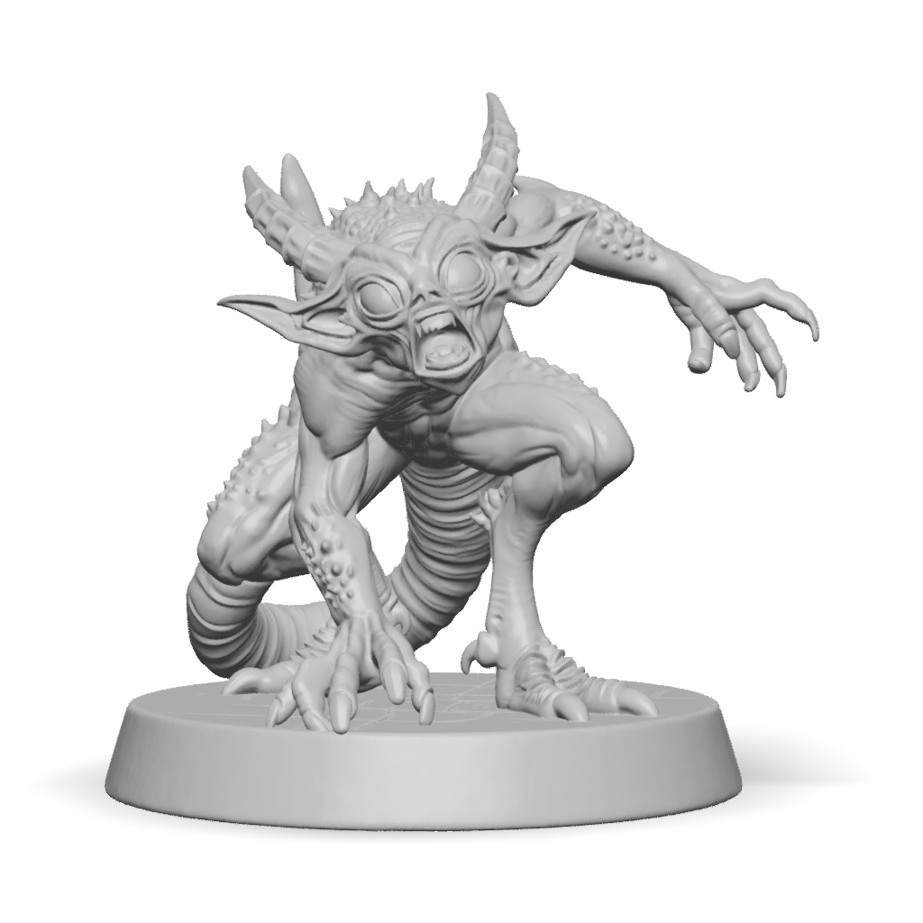 3D Model: dragon demon creature with spiky horns and clawed limbs on a ...
