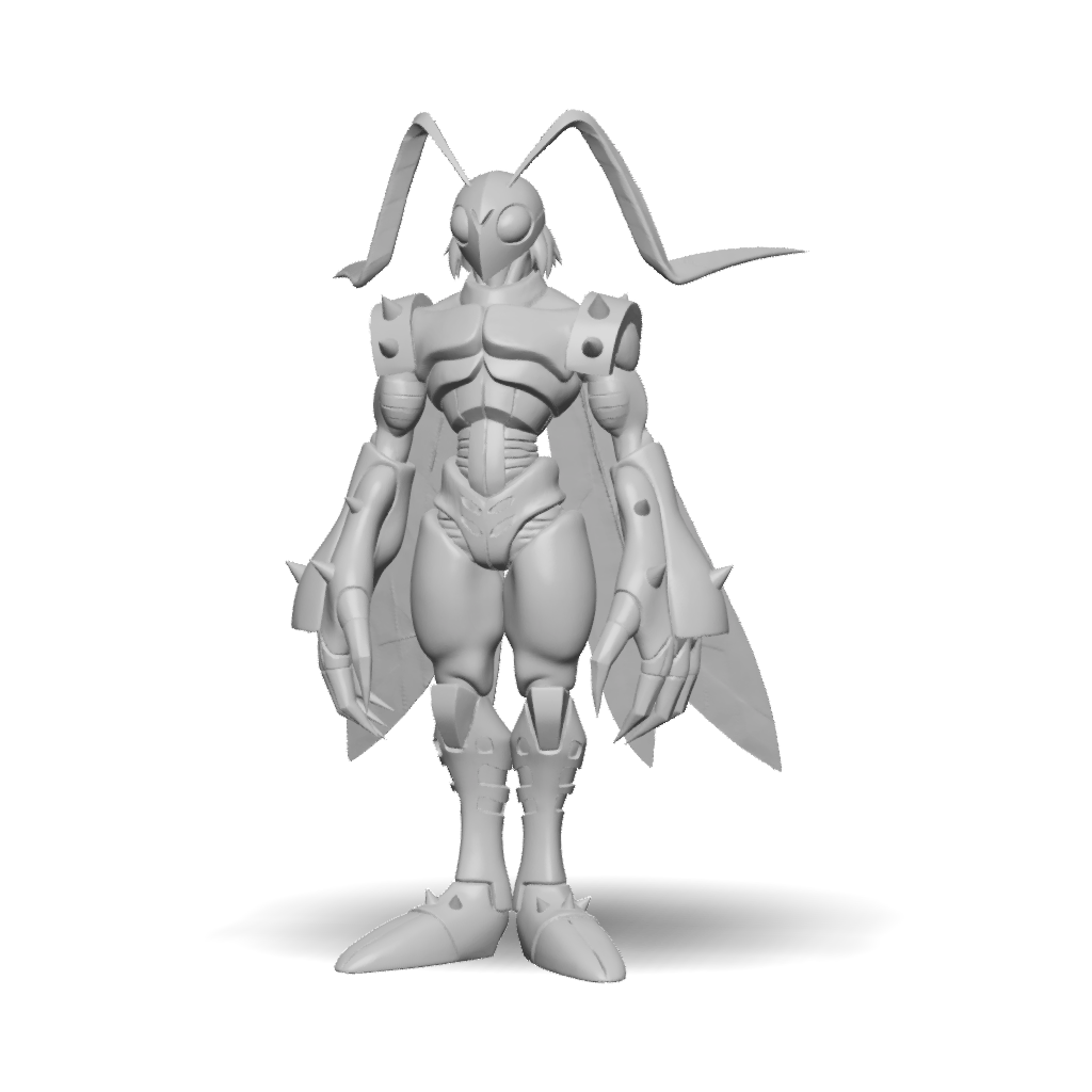 Humanoid Insect Vrchat Model 3D Model: green insect humanoid character with wings armored ...