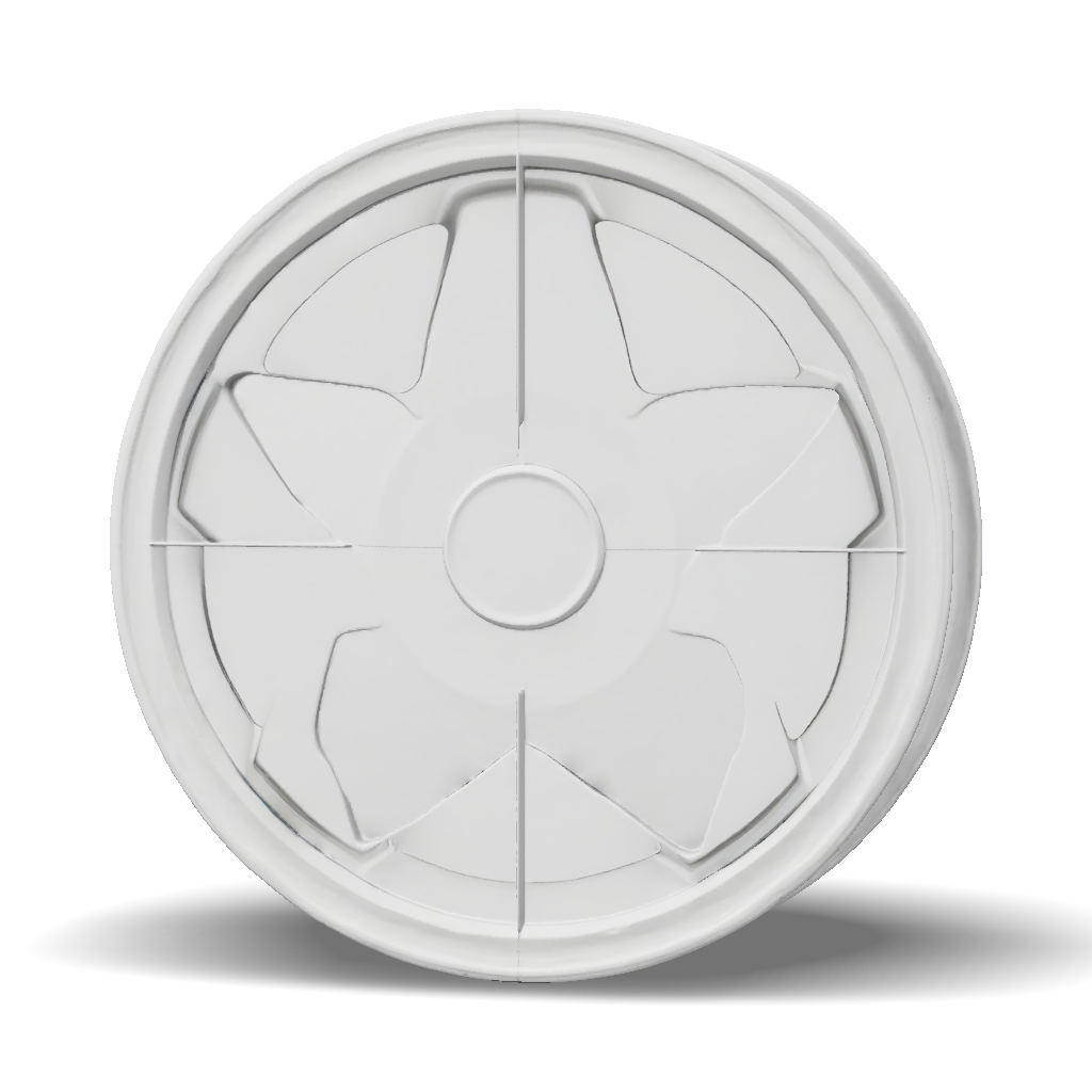 3D Model: silver five spoke automotive wheel rim with metal texture