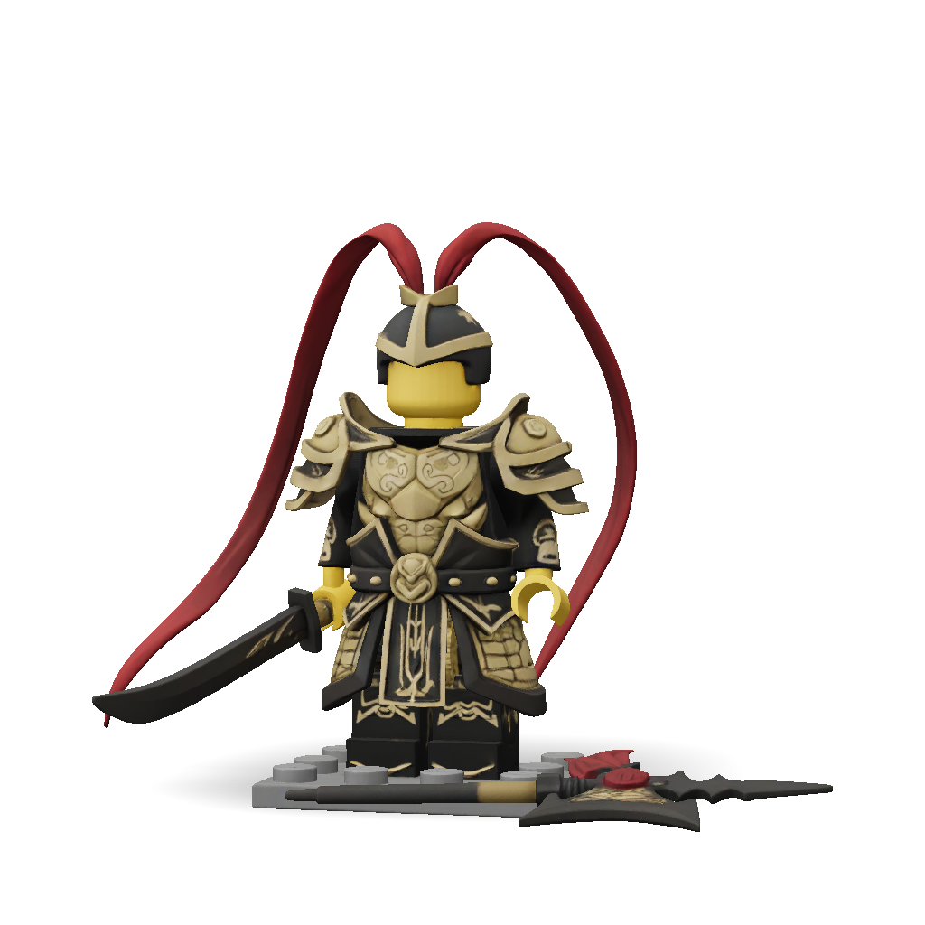 3D Model: ornate armored knight minifigure with long red cape gold and ...