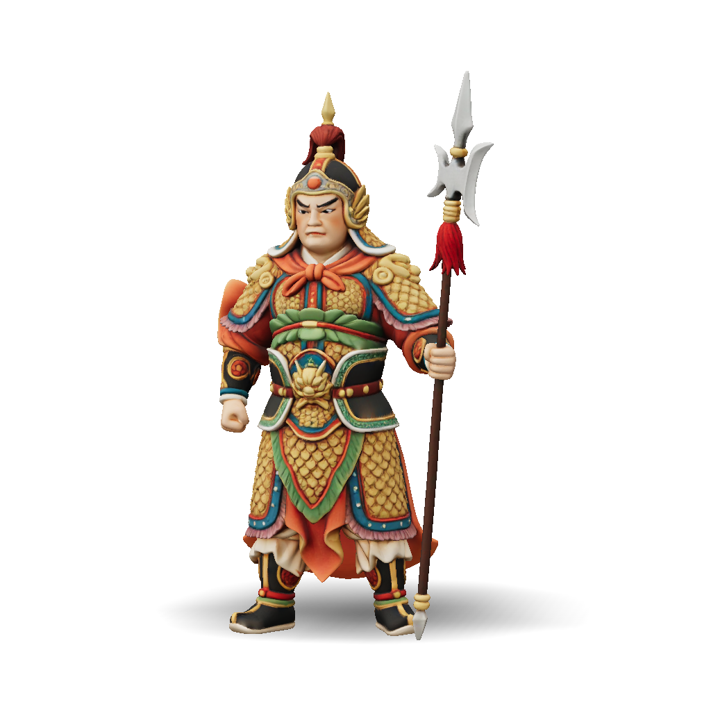 3D Model: Armored warrior figure in ornate fantasy armor holding a ...