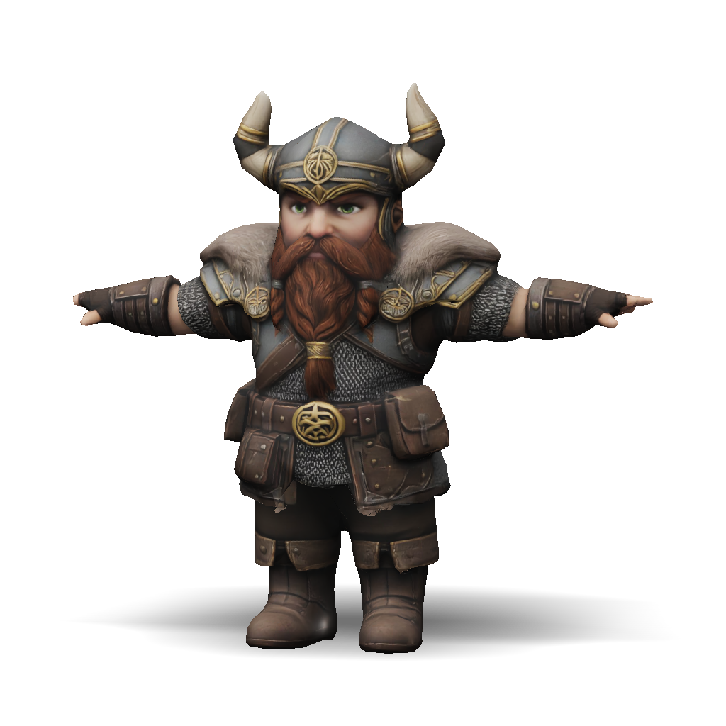 3D Model: dwarf warrior figure with horned helmet fur trimmed armor ...