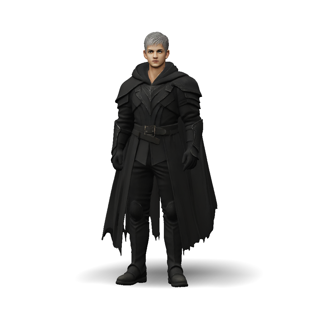 3D Model: armored knight with black plate armor cape and belt dark ...