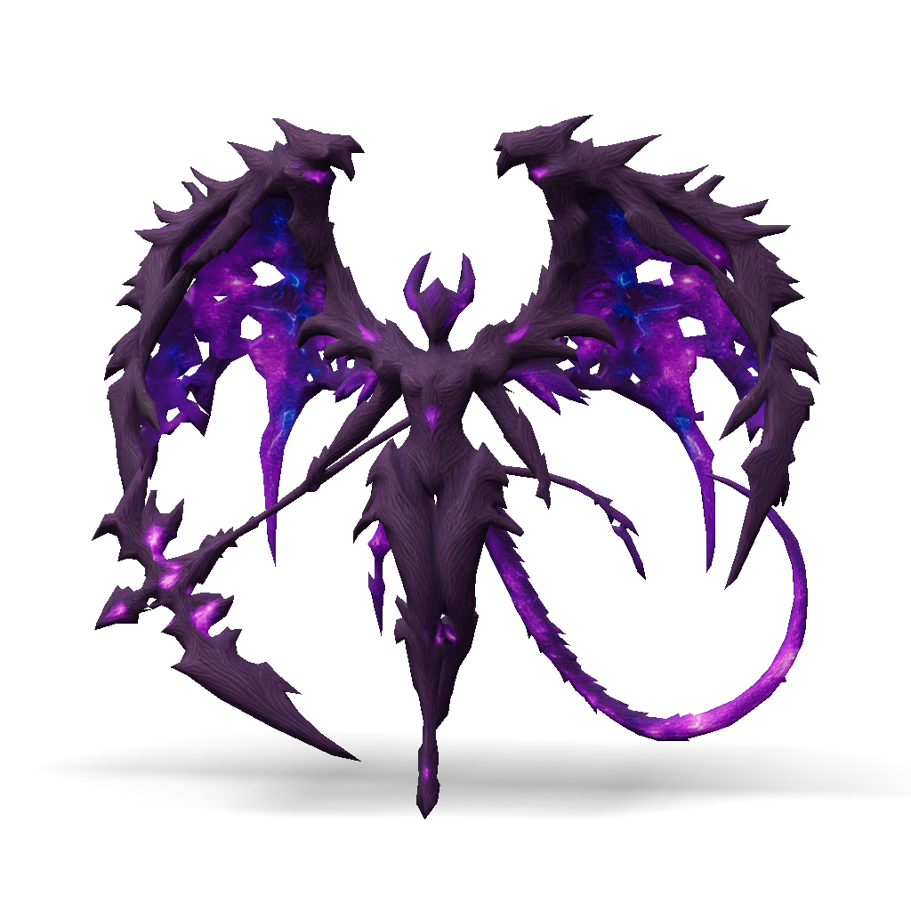 3D Model: dark armored dragon with jagged wings and purple cosmic ...