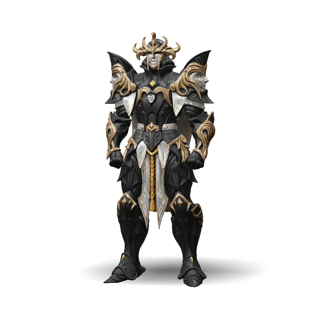 3D Model: Armored knight with black and gold plating ornate fantasy ...