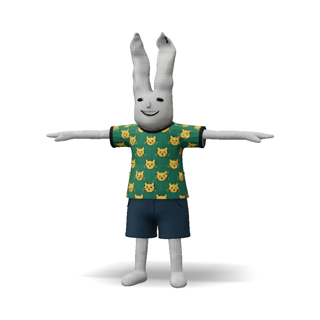3d Rabbit Humanoid 3D Model: bunny like humanoid character with long ears wearing green ...