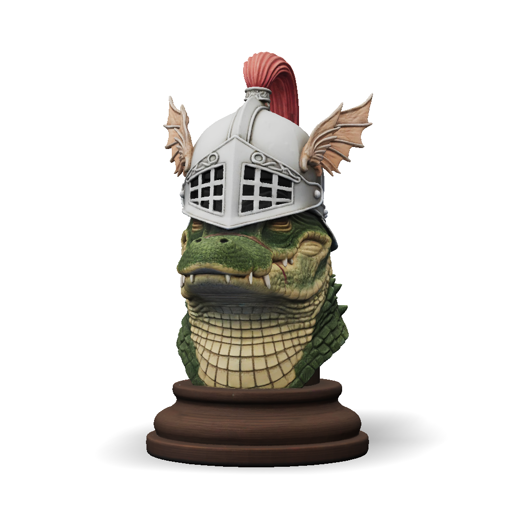 Knight Riding Alligator 3D Model: A knight chess piece that is a realistic alligator bust with ...