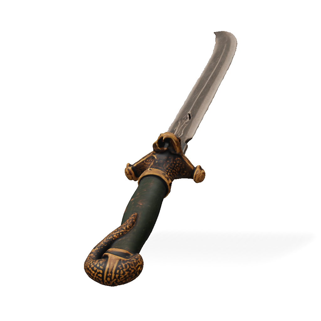 3D Model: ornate dagger with snake head hilt fantasy weapon dark blade ...
