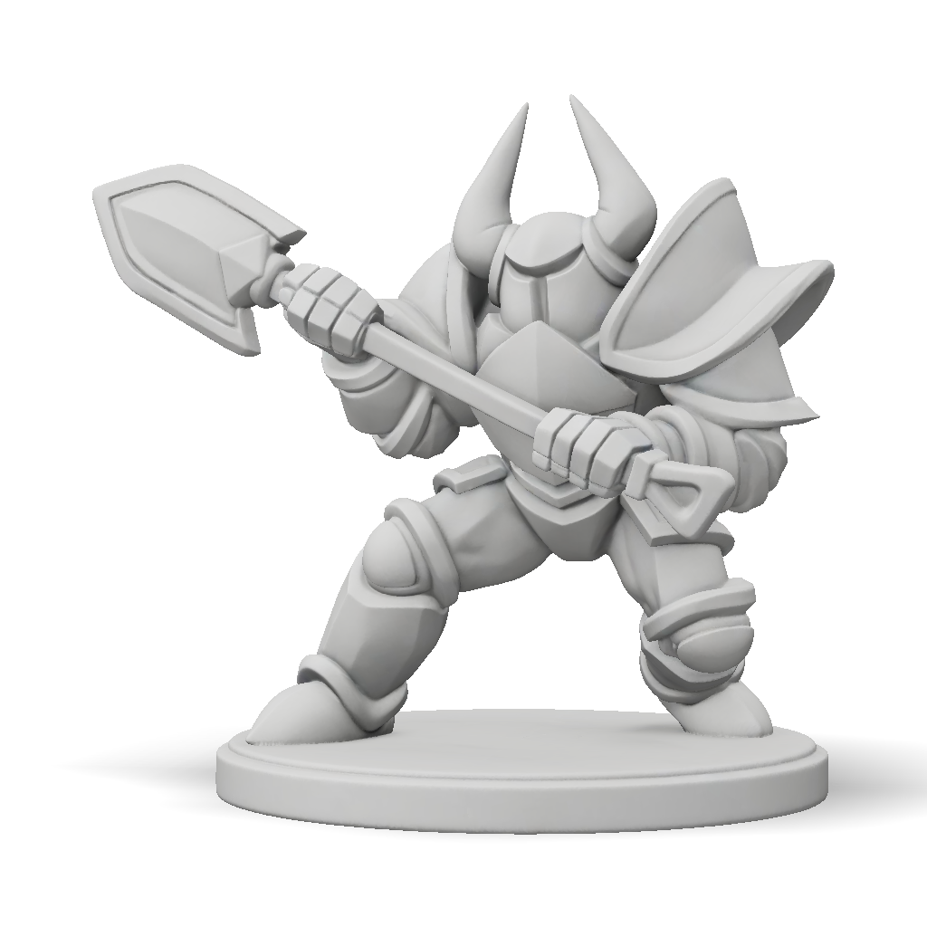 3D Model: fantasy armored knight figure with horned helmet wielding a ...