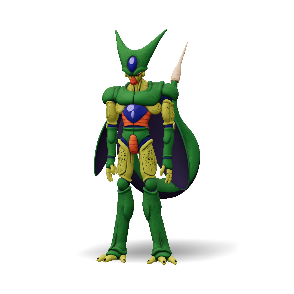 Cell Armor Form 3D Model: Cell perfect form from Dragon Ball Z green bio armor long ...