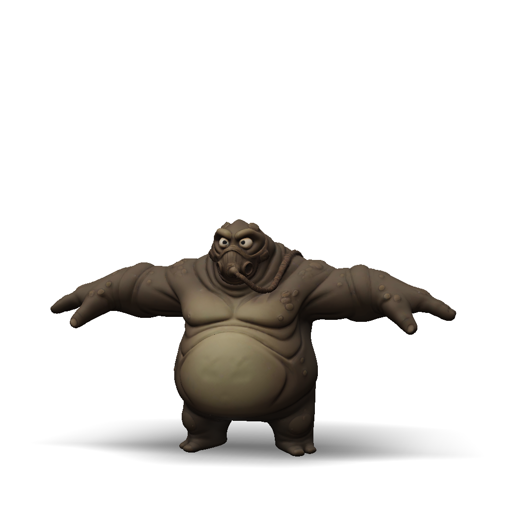 3D Model: bulky ogre like creature with gas mask brown skin muscular ...