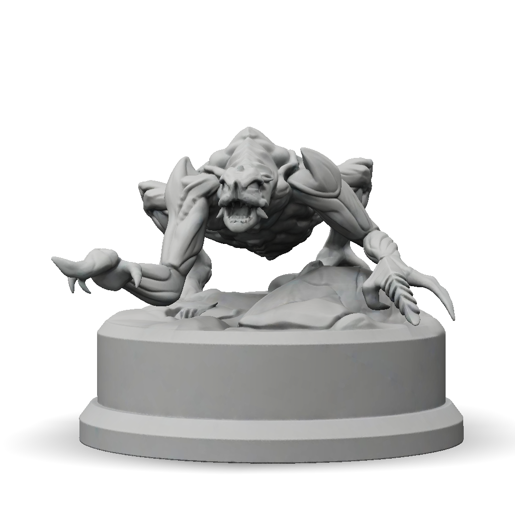 3D Model: demon statue winged demon creature on circular base gray ...