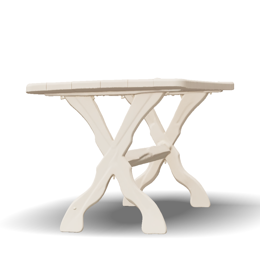 3D Model: wooden table with light pine planks and cross legged base ...