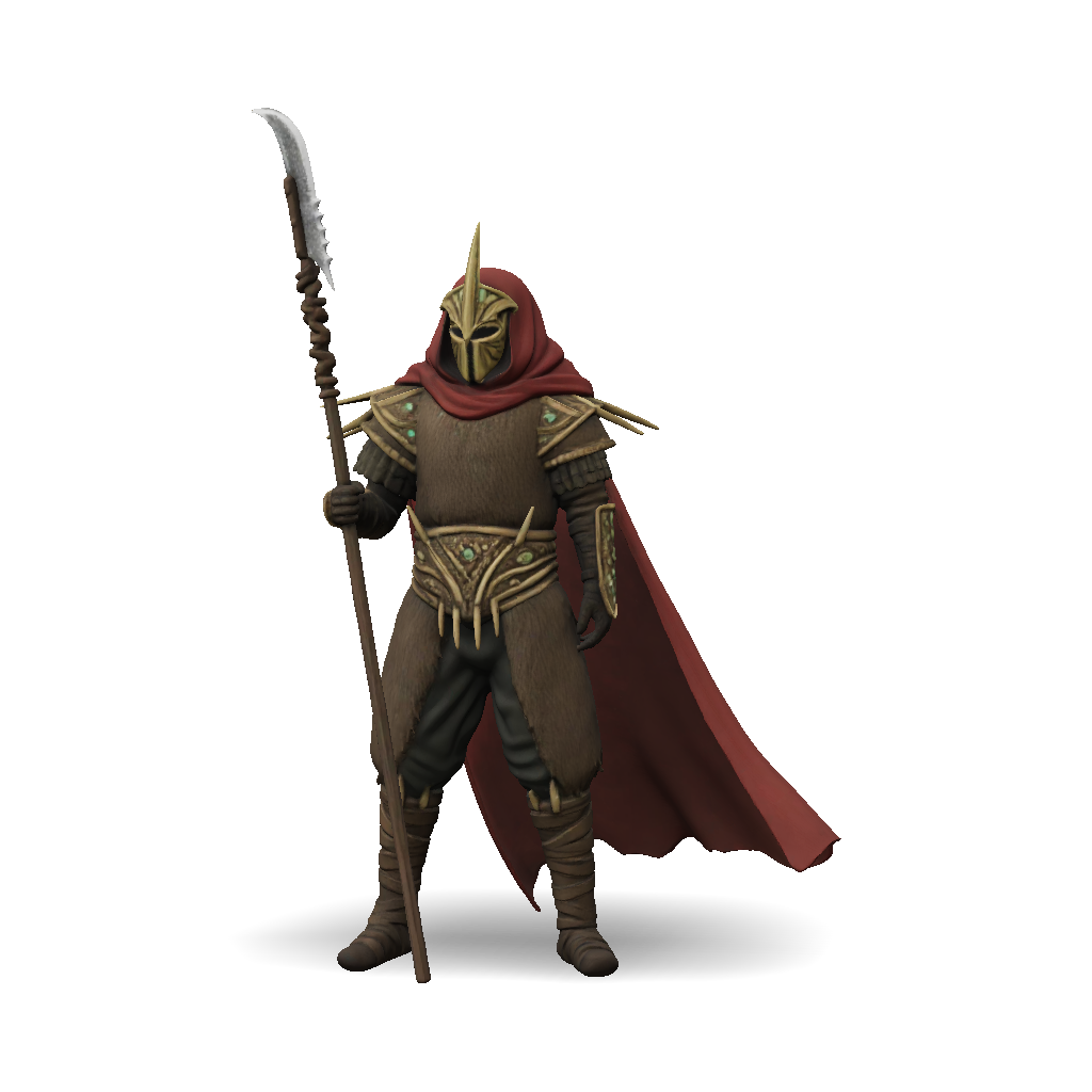 3D Model: armored fantasy knight with fur ornate gold armor red cape ...
